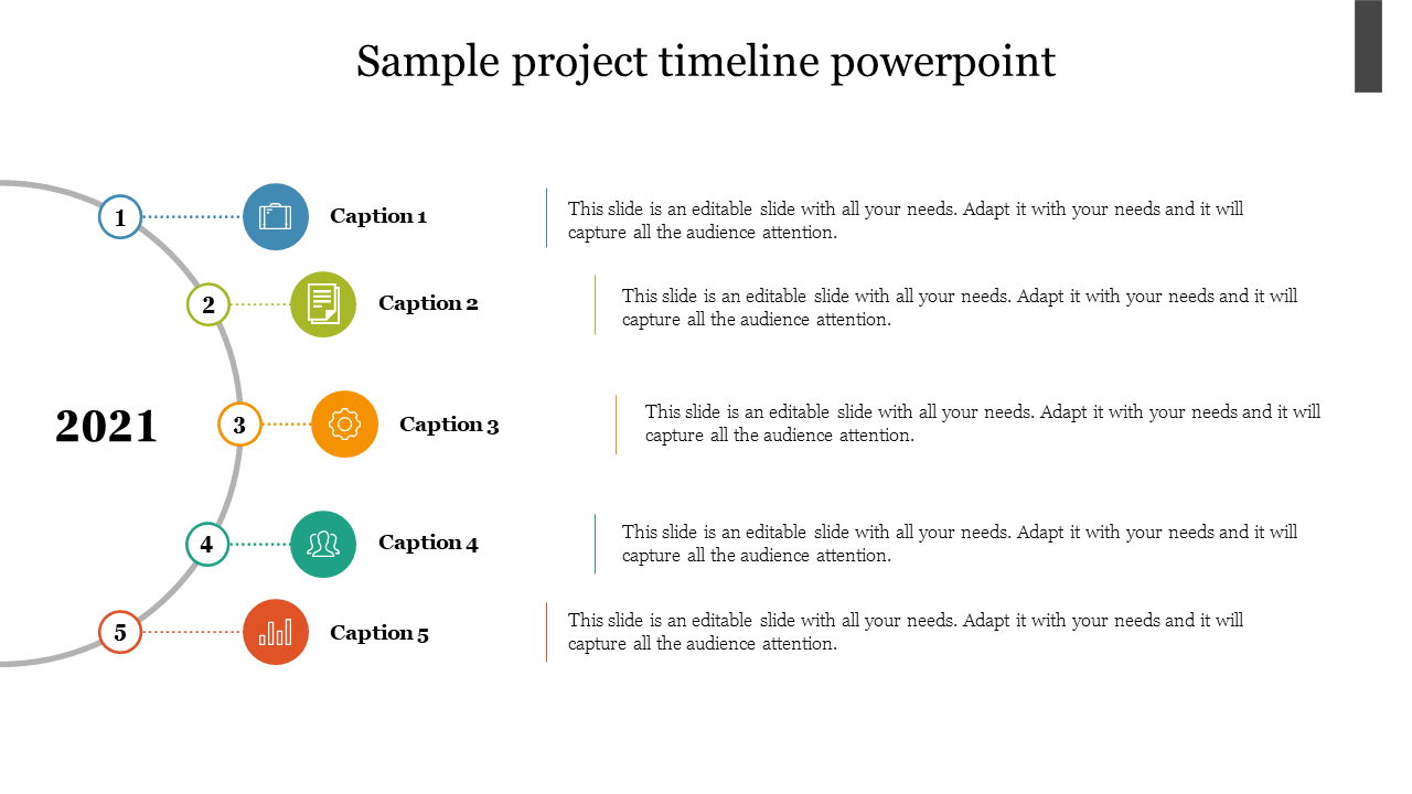 Sample Project Timeline PowerPoint PPT Template With Five Nodes